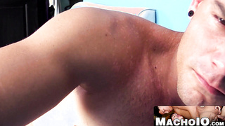 MachoIO.com - Inked Latino stud cums after solo casual stroking