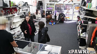 Rowdy vixen hammered by pawnbroker hard and fast for moolah