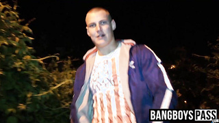 Handsome jock outdoor bareback fucked and doused in jizz