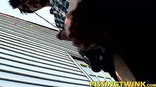 Hot group of twinks splashing their piss out of their dicks