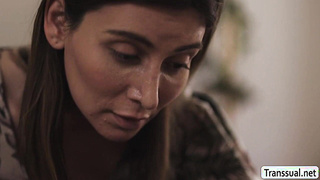 Stepteen lets TS stepmom fuck her to keep the secret