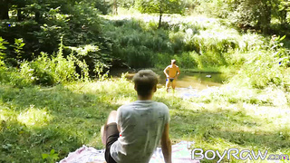 Horny twink Lucian Fair sucks rock hard cock before raw sex