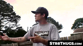Str8Thugs.com - Horny tattooed thug Lex's outdoor cock reveal and jerk off session