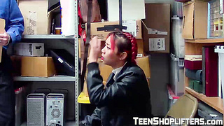 Young female thief tastes cum after guard bangs her pussy