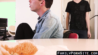FamilyPornSite.com - Blindfolded young gay stepson before a raw plowing by daddy