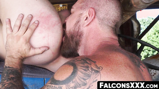 FalconsXXX.com - Bearded mature gay raw fucks a young, athletic homosexual in a hot encounter