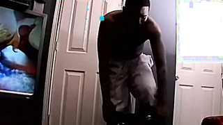 Young black amateur jerks off BBC and cums in homemade video