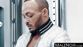 MaleNoir.com - Muscular black hunk Dillon Diaz strokes BBC until he cums hard and thick