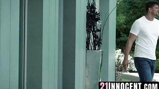 21Innocent.com - Mona Blue relishes intense sex and swallows jock Kristof Cale's cum