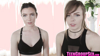 TeenGroupSex.com - Pretty yoga babe shares big cock with horny friend