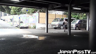 Japanese babes filmed on [censored] while peeing outdoors
