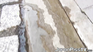 Japanese babes filmed on [censored] while peeing outdoors