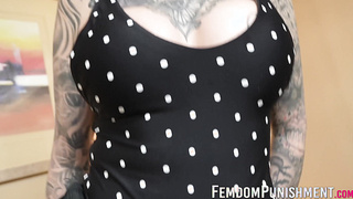 Naughty Leigh Raven plays with a dildo on a guys butt