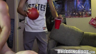 Handsome twink sucks enormous cock while moaning