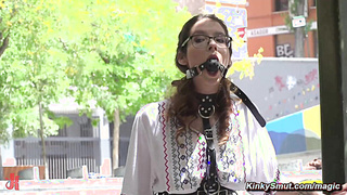 Babe is gagged and bound in public