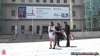 Babe is gagged and bound in public