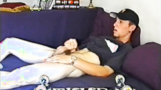 Good looking skater pulls out his cock and jerks it off