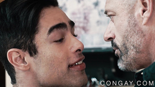 Handsome mature gentleman anally pounds young athletic gay