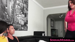 SensualMomma.com - Big tits mom's ride on rock-hard dick with stepdaughter