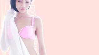 Little ladyboy makes her huge cock squirt warm spunk