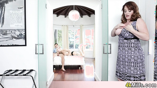 My chubby stepmom caught us fucking