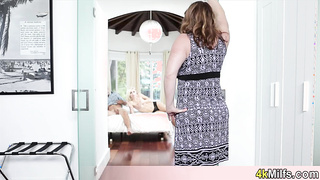 My chubby stepmom caught us fucking