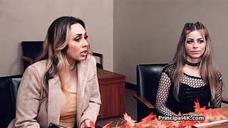 Two pussies riding principal Tonys hard dick