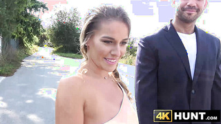 Cuckold masturbates while he watches her sexy wife Eveline Dellai having sex with another man