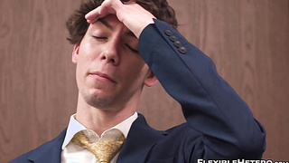 I caught my office colleague Derek Kage with his massive cock out