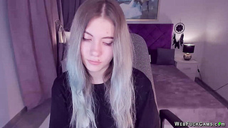 Big tits teen spreads pussy