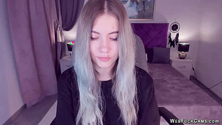 Big tits teen spreads pussy