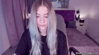 Big tits teen spreads pussy