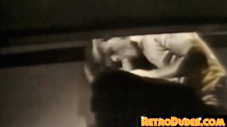 RetroDudes.com - Nerdy college students blow each other in the library