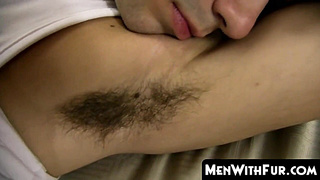 MenWithFur.com - Handsome cock sucker strokes his hairy rod intensely