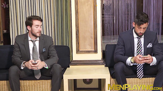 Hot classy hunk Massimo Piano deepthroats big rock hard cock