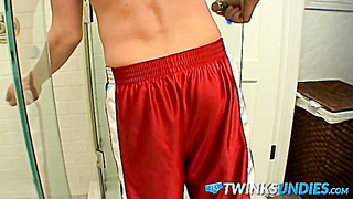 Young bumder Boyfriend Marcus gets exhilarated in bathroom and faps off