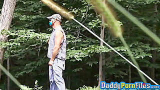 Parent Joe Raven strokes off outdoors while frigging solo