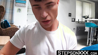 I drizzle my jizz on my six pack after my strung up step-dad James Keresford barefucks me