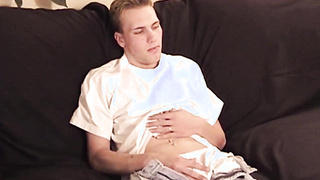 Marvelous amateur passionately tugs himself before hefty jizz shot