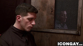 Nick works on butt licking Joshs thirsty slot while his groans