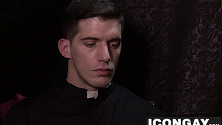 Nick works on butt licking Joshs thirsty slot while his groans