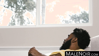 MaleNoir.com - Bearded black jock rails large white boner deep and firm after tossing salad plow