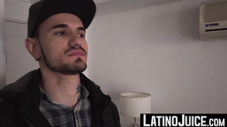 Super-naughty fellow Gael grips tattooed Kendros gigantic pecker and tongues it like dessert