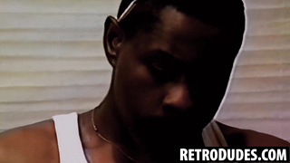 RetroDudes.com - Dwight Antoine deep-throats a phat manhood until it spews with jizm in his gullet