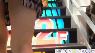 NipponSexTV.com - Asian stunner filmed upskirt by sneaky voyeur outdoors