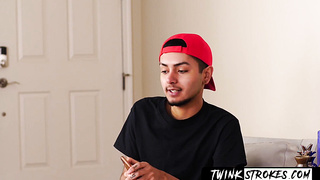 TwinkStrokes.com - Lovely teenager strikes his meat observing 3 youngsters screw and gargle humid