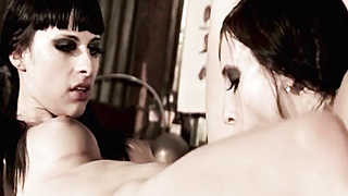 Mischievous stunner Ashli Orion haveher ejaculation while railing a transgirl stunner