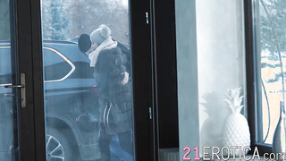 Voluptuous gf takes an ass-fuck rail after slow bj