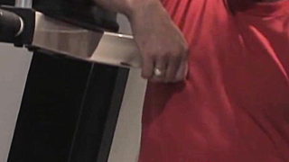 Back in the gym, cream-colored red-haired Tim Rusty pumps away at thepreacher curl while Joey O'Bryan works his gam raises.