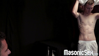 Lovely lad Jerk Andram get asshole licked before 2 DILF professors poke him